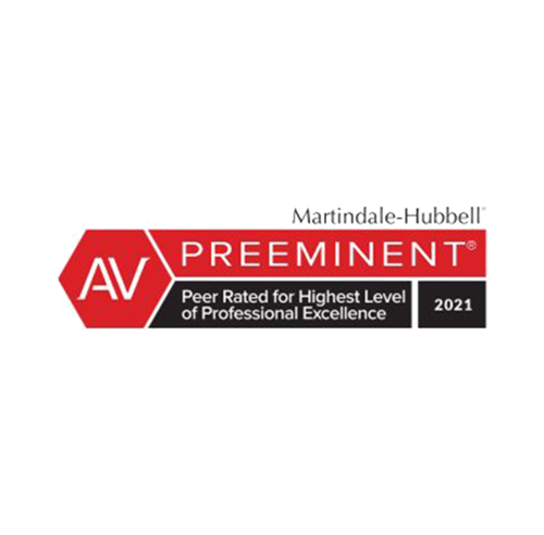 Martindale-Hubbell | AV Preeminent | Peer Rated for Highest Level of Professional Excellence | 2021